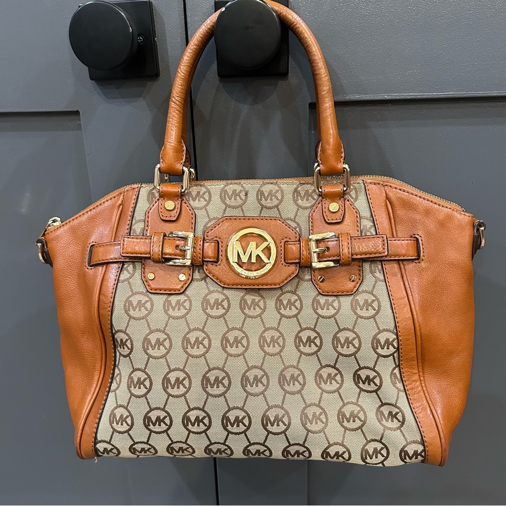 Vintage Michael Kors Signature Canvas & Leather Y2K Hudson Satchel Bag